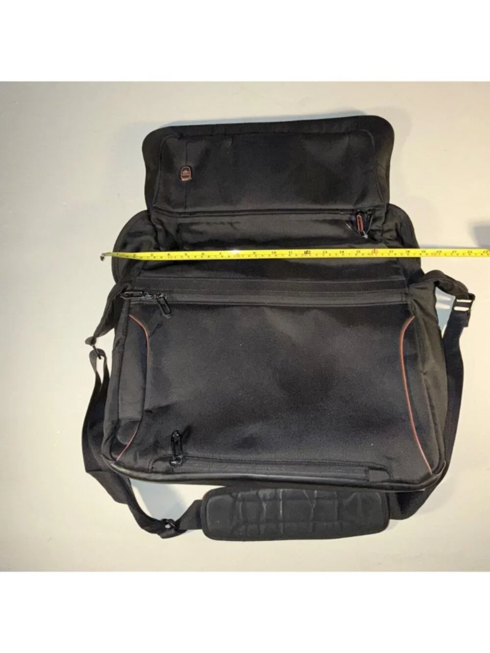 T-Tech by Tumi Messenger Bag - Black w/ High-Vis Orange Lining